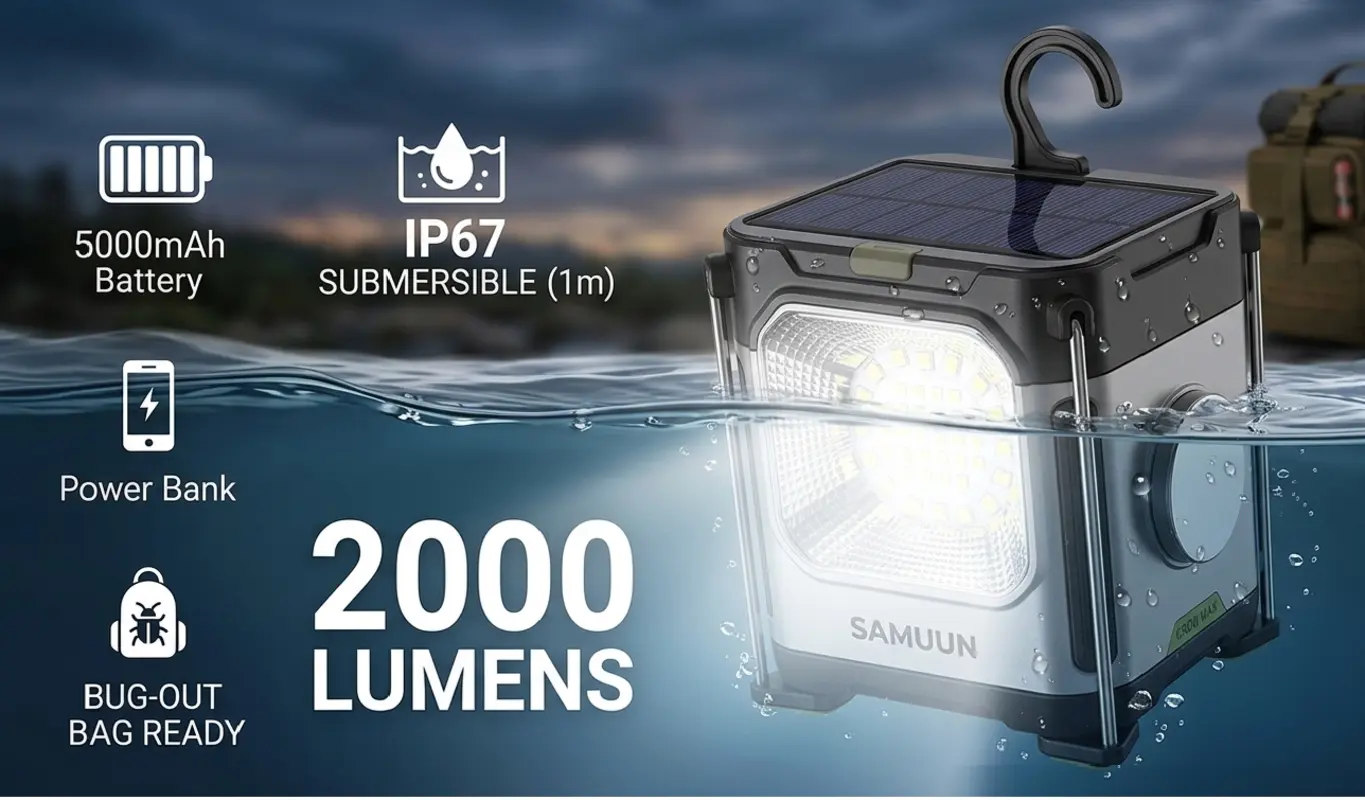 solar camping light work site portable waterproof IP65 flood light