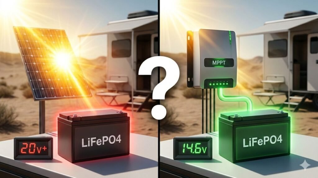 Infographic: Charging LiFePO4 battery safely with solar panel guide 2026
