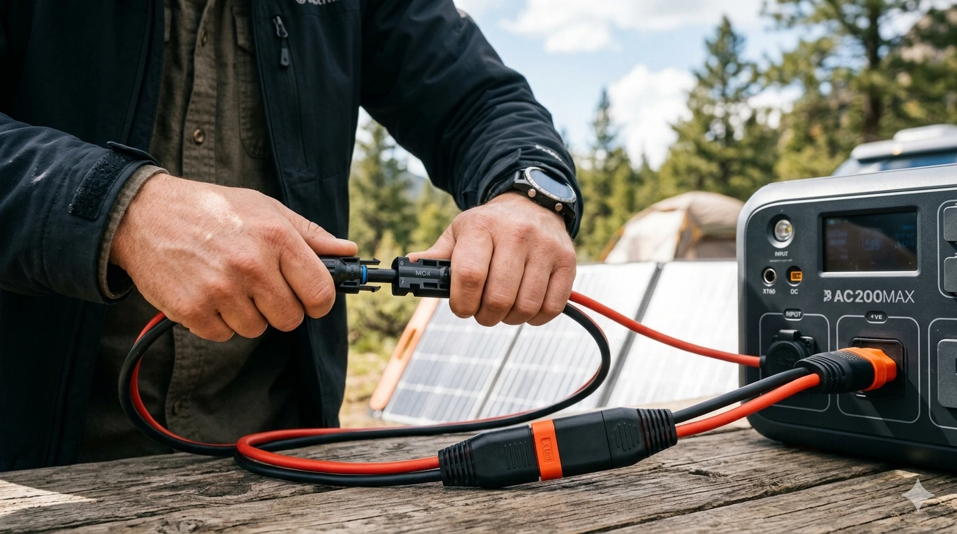 High CTR featured image for GrowLogicHub showing MC4 connector compatibility and solar cable management safety with custom text overlays.
